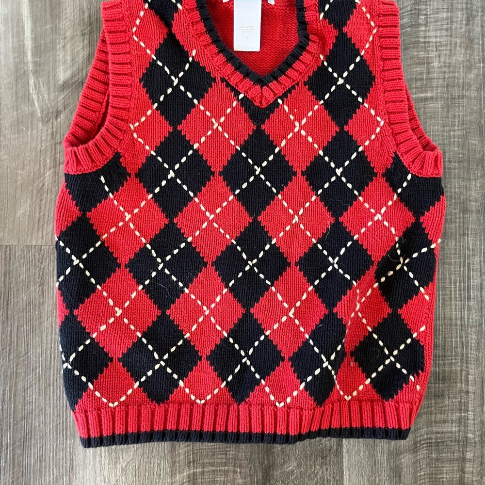 Janie and Jack Red and Black Sweater Vest